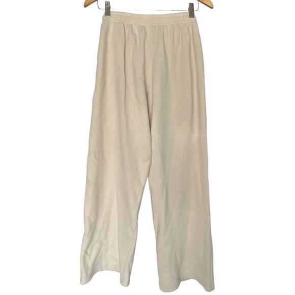 Brandy Melville Cream Wide Leg Sweatpants Drawstring Lounge Pants One Size - Picture 2 of 6